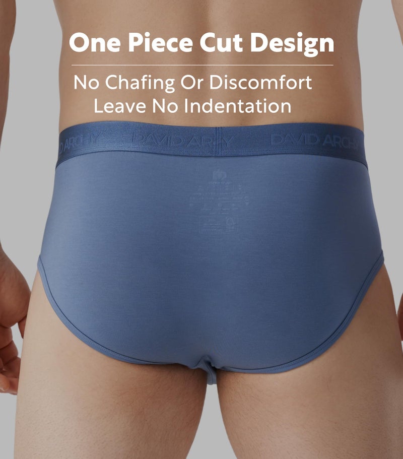 DAVID ARCHY Men's Briefs Modal No Fly Underwear Support Pouch Soft Comfort Briefs for Men 4 Pack (L,Black/Dark Gray/Navy Blue/Wine) - Image 4